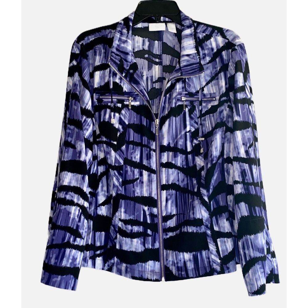 Chico's Purple and Black Patterned Utility Jacket - Picture 3 of 16